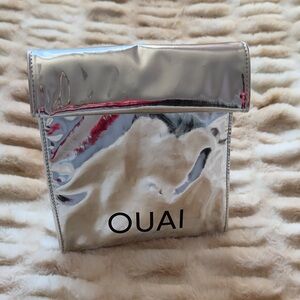 OUAI Metallic Silver Cosmetic Bag